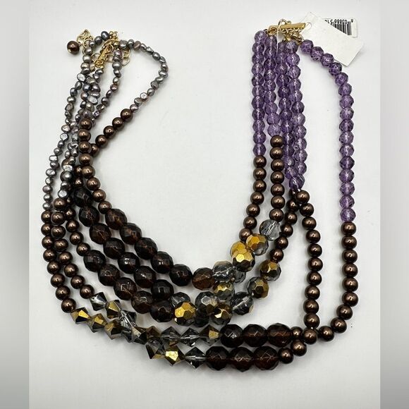 WITH TAG Sequin multi-strand beaded necklace with pearls! - Picture 4 of 16